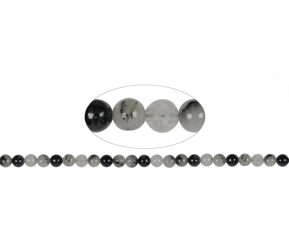 Heilstein & Edelstein-Strang - Kugeln, Turmalinquarz, 08mm