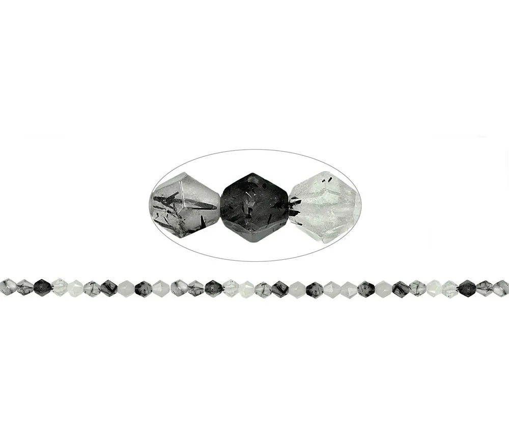 Heilstein & Edelstein-Strang - Spindel, Turmalinquarz, 06 x 06mm (39cm)