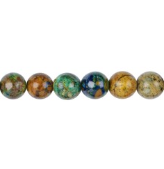 Heilstein & Edelstein-Strang - Kugeln, Azurit-Malachit in Matrix (stab.), 11-12mm
