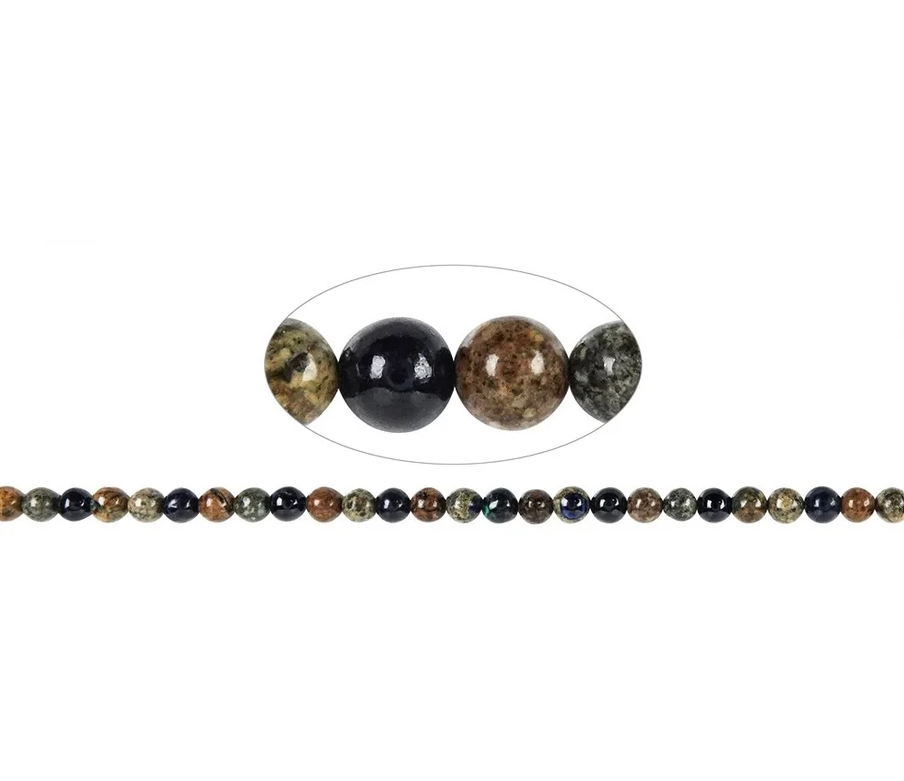 Heilstein & Edelstein-Strang - Kugeln, Azurit-Malachit (stab.), 05-06mm (39cm)