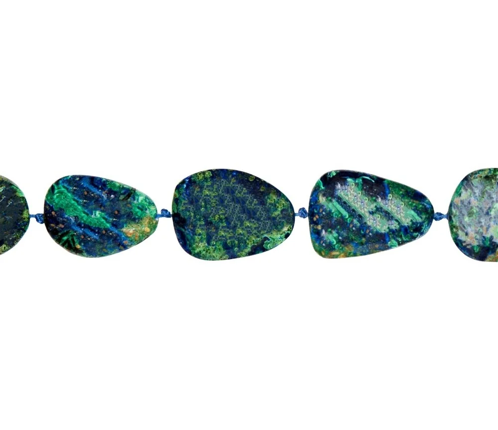 Heilstein & Edelstein-Strang - Freiform, Azurit-Malachit AA (stab.), 2,7-3,2 x 1,9-2,2cm