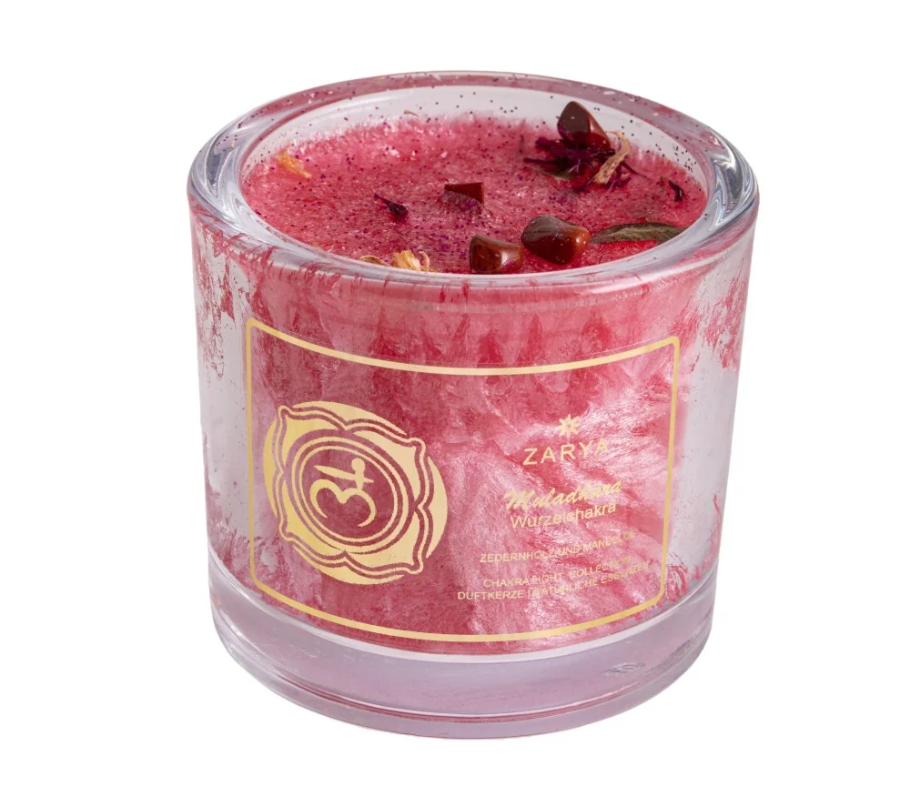 ZARYA - Kerze - Chakra - Wurzelchakra - ca.10 x 9 cm