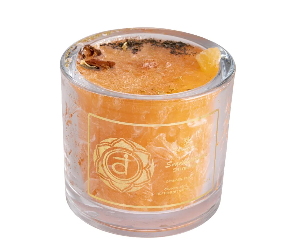 ZARYA - Kerze - Chakra - Sakralchakra - ca.10 x 9 cm