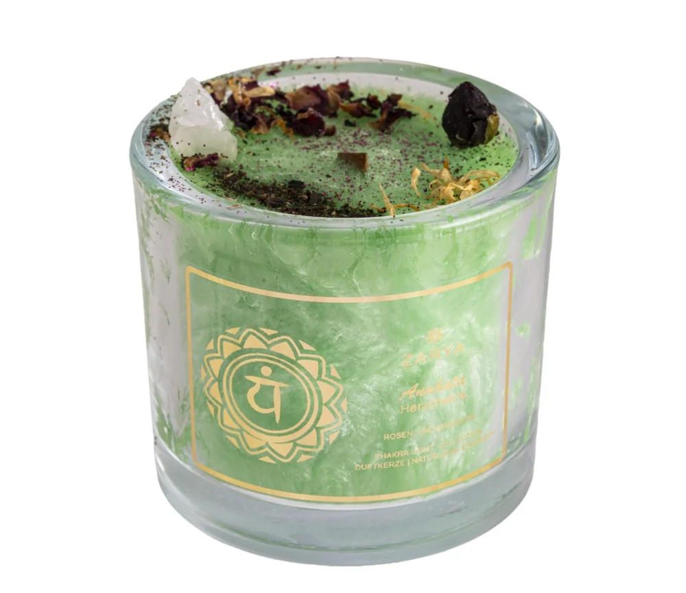 ZARYA - Kerze - Chakra - Herzchakra - ca.10 x 9 cm