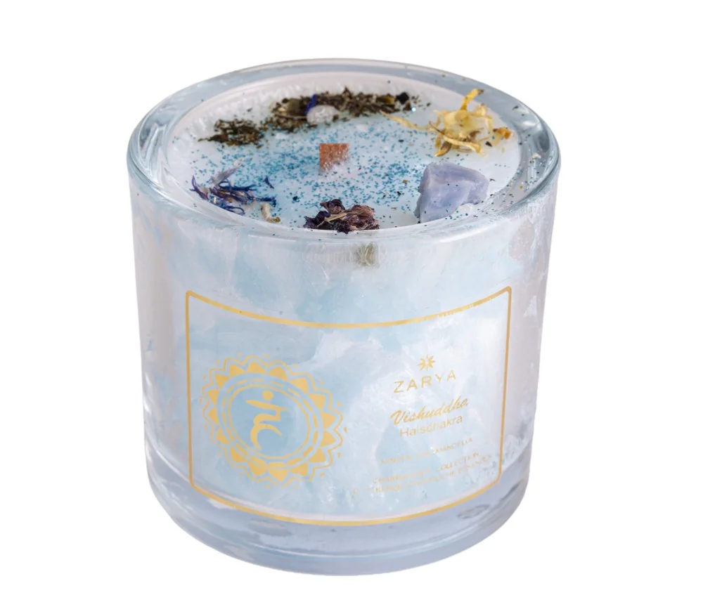 ZARYA - Kerze - Chakra - Halschakra - ca.10 x 9 cm