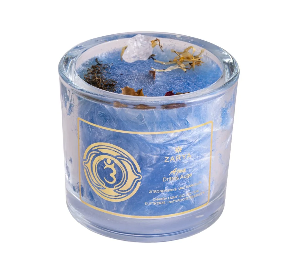 ZARYA - Kerze - Chakra - Stirnchakra - ca.10 x 9 cm