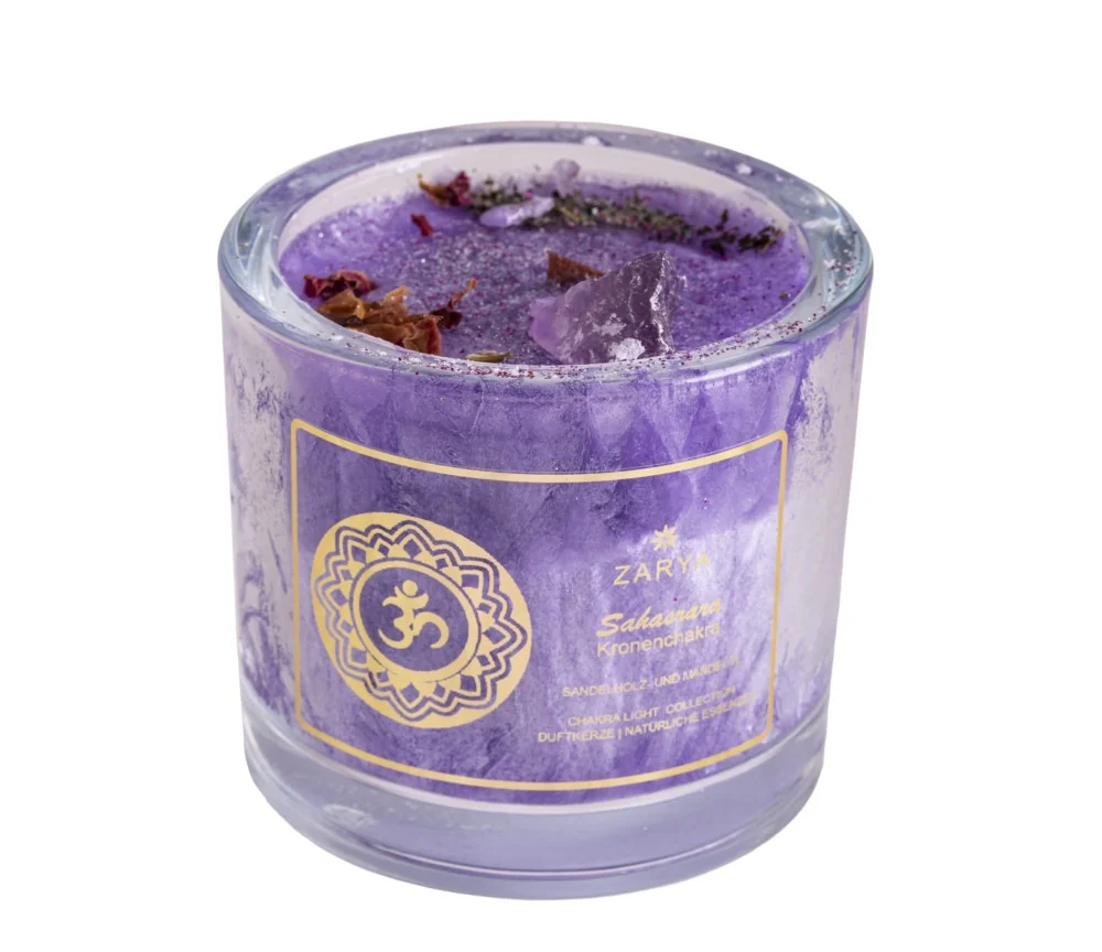 ZARYA - Kerze - Chakra - Kronenchakra - ca.10 x 9 cm