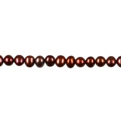 Heilstein & Edelstein-Strang - Potatoe, Süßwasser-Perle, rostrot (gef.), 03,5mm