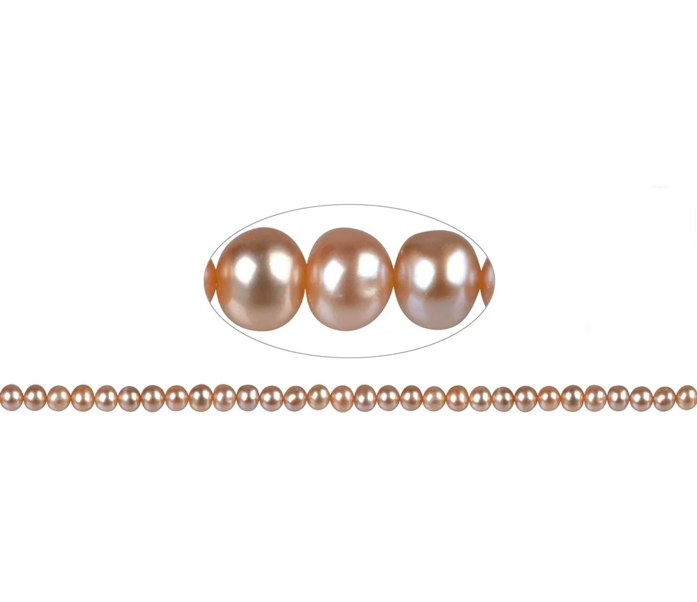 Heilstein & Edelstein-Strang - rund, Süßwasser-Perle A, lachs (natur), 05,5-06mm