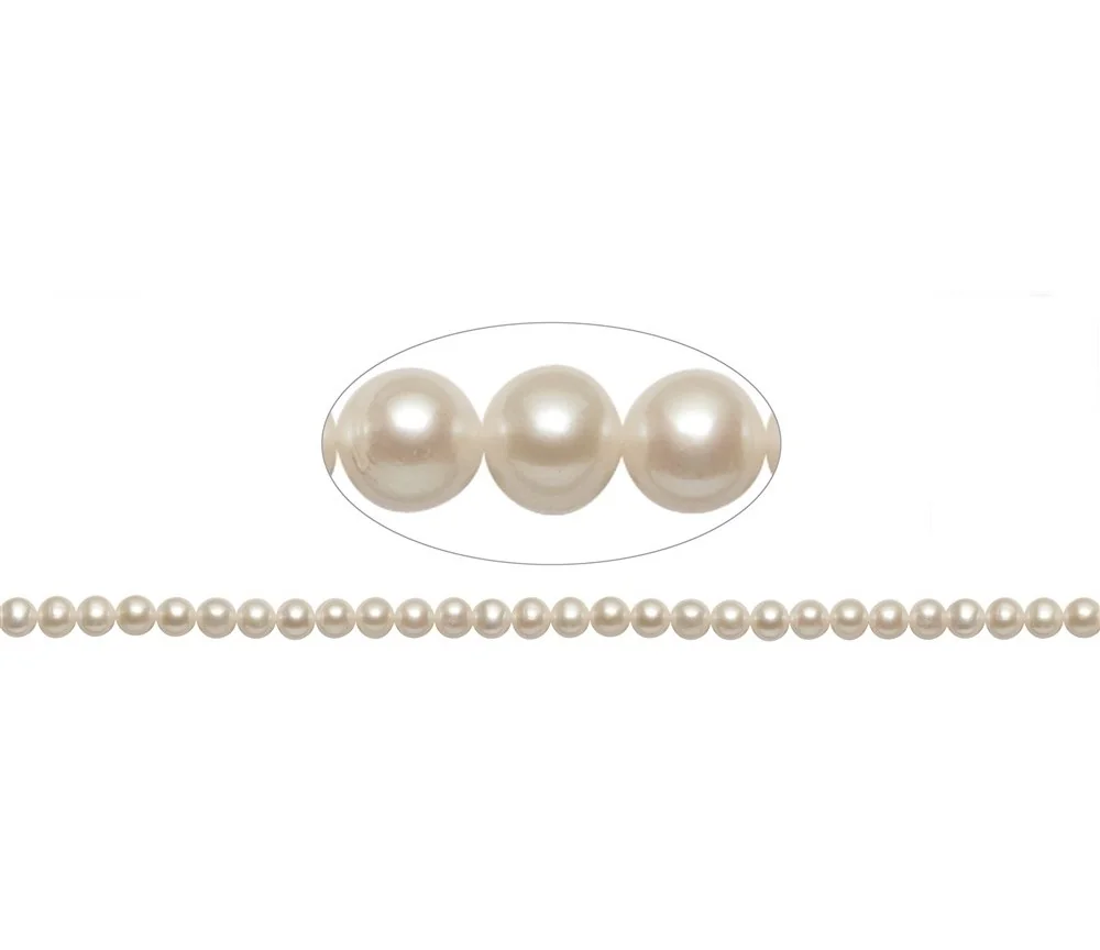 Heilstein & Edelstein-Strang - rund, Süßwasser-Perle A, weiß, 06 - 06,5mm