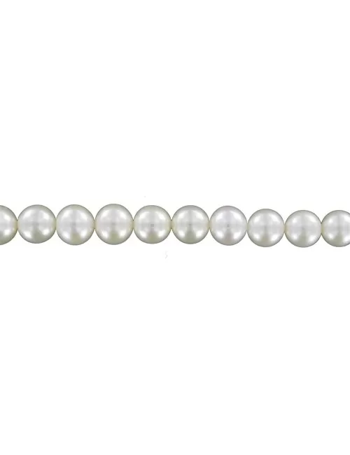 Heilstein & Edelstein-Strang - rund, Süßwasser-Perle AA+, weiß, 09-09,5mm