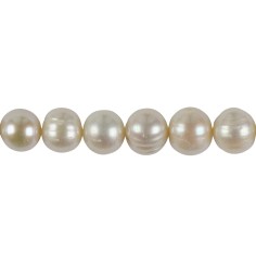 Heilstein & Edelstein-Strang - rund, Süßwasser-Perle A, weiß, 12-15mm, mit Verlauf