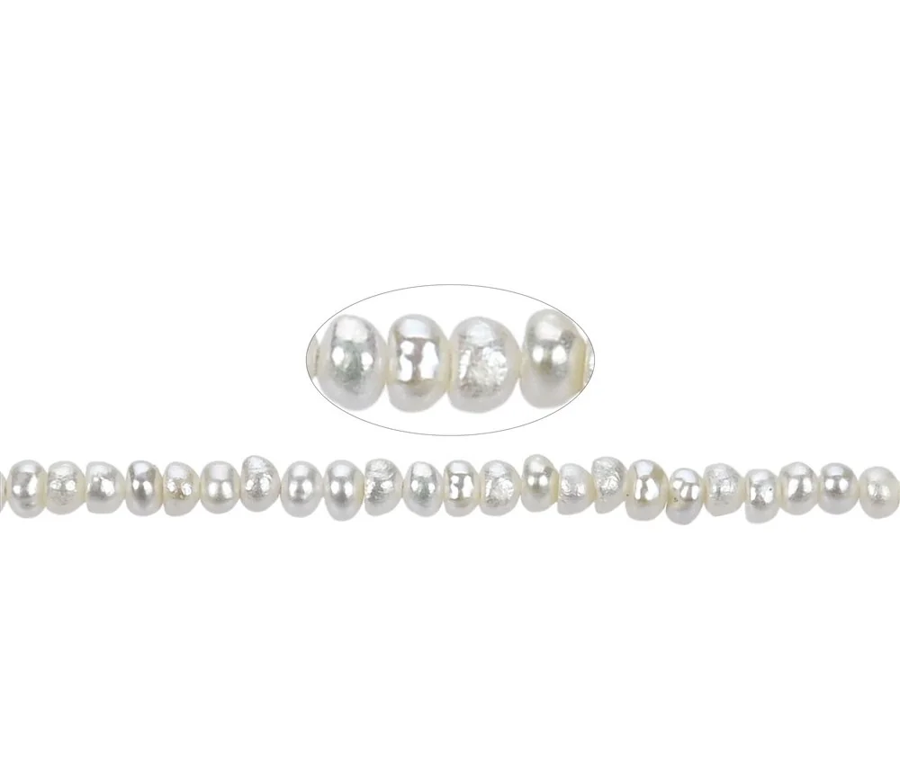Heilstein & Edelstein-Strang - Potatoe, Süßwasser-Perle, creme-weiß, 02 x 02-03mm