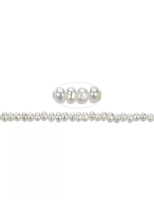 Heilstein & Edelstein-Strang - Potatoe, Süßwasser-Perle, creme-weiß, 02 x 02-03mm