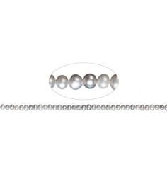 Heilstein & Edelstein-Strang - Potatoe, Süßwasser-Perle A, silbergrau (gef.), 04-05mm