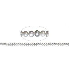 Heilstein & Edelstein-Strang - Potatoe, Süßwasser-Perle A, silbergrau (gef.), 04-05mm