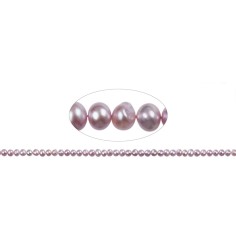 Heilstein & Edelstein-Strang - Potatoe/Button, Süßwasser-Perle A, rosa (gef.), 04 x 05mm