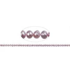 Heilstein & Edelstein-Strang - Potatoe/Button, Süßwasser-Perle A, rosa (gef.), 04 x 05mm