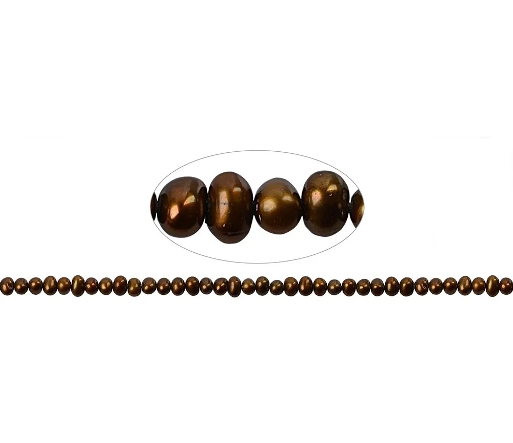 Heilstein & Edelstein-Strang - Potatoe, Süßwasser-Perle A, braun (gef.), 03,5-04mm