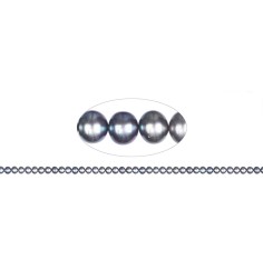 Heilstein & Edelstein-Strang - Potatoe, Süßwasser-Perle, petrol (gef.), 05-06mm