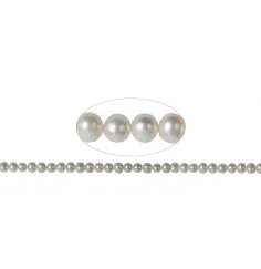 Heilstein & Edelstein-Strang - Potatoe, Süßwasser-Perle C, weiß-creme, 06-07mm (39cm)
