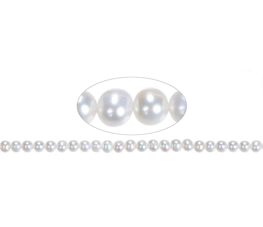 Heilstein & Edelstein-Strang - Potatoe rund, Süßwasser-Perle A , weiß-creme, 07-08mm