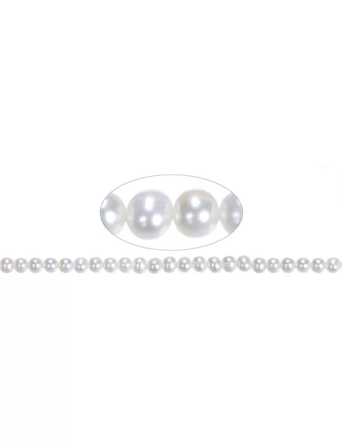 Heilstein & Edelstein-Strang - Potatoe rund, Süßwasser-Perle A , weiß-creme, 07-08mm