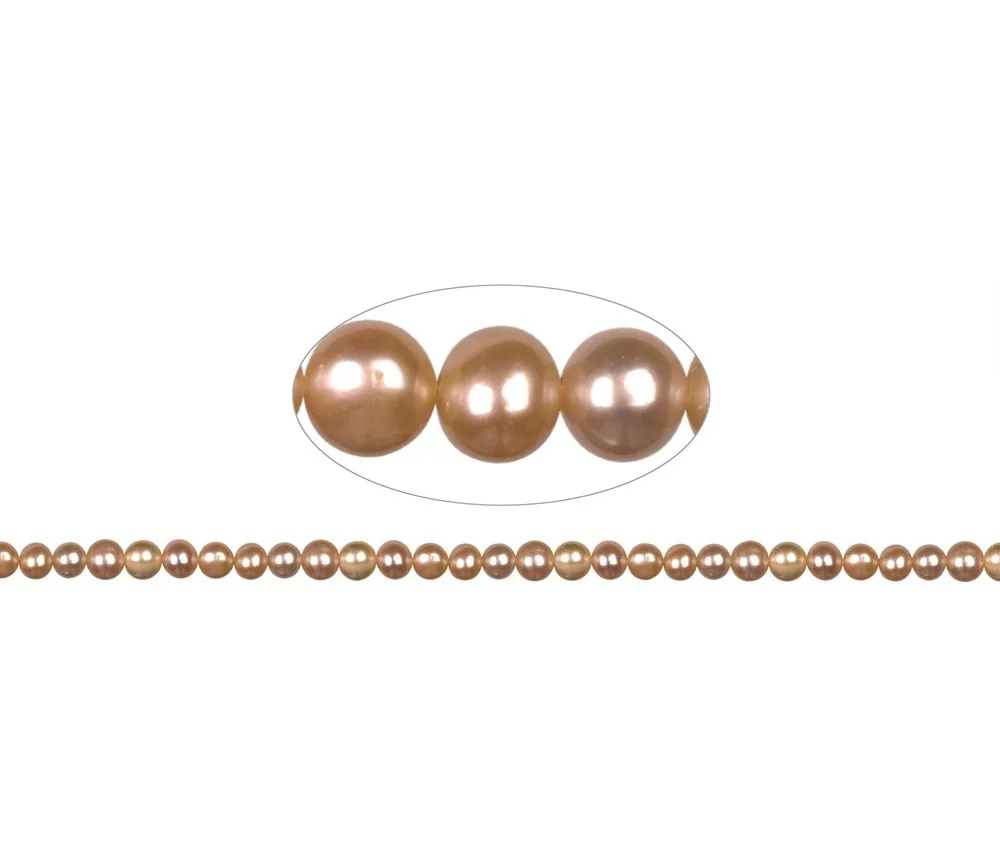 Heilstein & Edelstein-Strang - Potatoe, Süßwasser-Perle A, goldbraun (gef.), 08-09mm