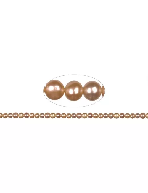 Heilstein & Edelstein-Strang - Potatoe, Süßwasser-Perle A, goldbraun (gef.), 08-09mm