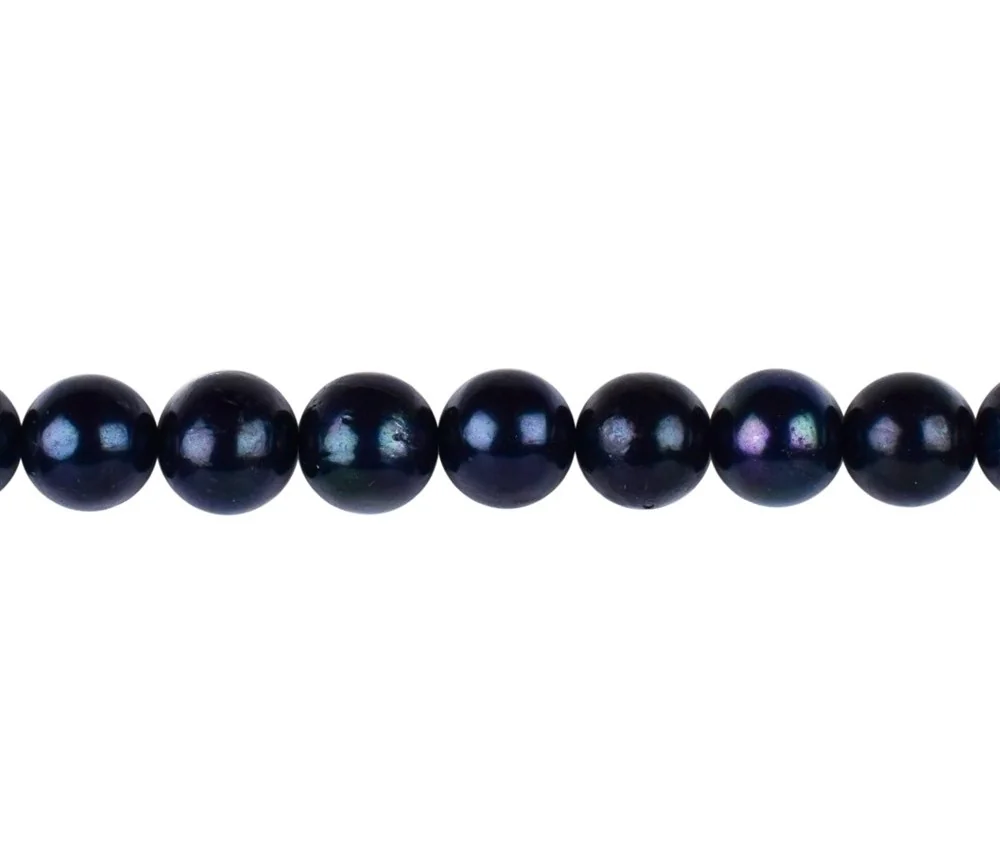 Heilstein & Edelstein-Strang - Potatoe rund, Süßwasser-Perle petrol (gef.), 09-10mm (39cm)