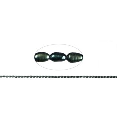 Heilstein & Edelstein-Strang - Reiskorn, Süßwasser-Perle AB, petrol (gef.), 04mm