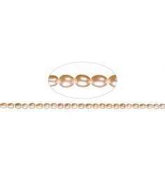 Heilstein & Edelstein-Strang - Reiskorn, Süßwasser-Perle A, lachs (natur), 06-07mm