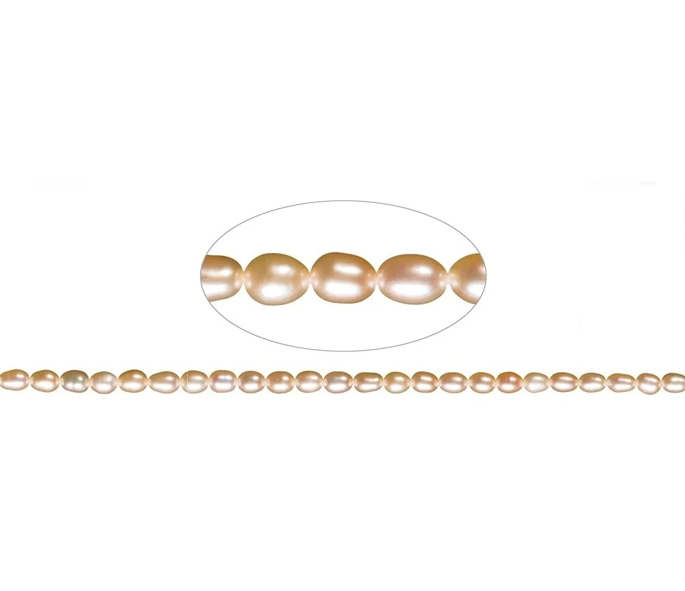 Heilstein & Edelstein-Strang - Reiskorn, Süßwasser-Perle A, lachs (natur), 06-07mm