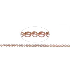 Heilstein & Edelstein-Strang - Reiskorn, Süßwasser-Perle A, lila (natur), 06-07mm