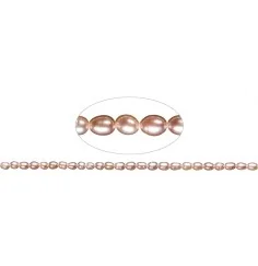 Heilstein & Edelstein-Strang - Reiskorn, Süßwasser-Perle A, lila (natur), 06-07mm