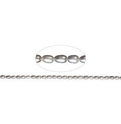 Heilstein & Edelstein-Strang - Reiskorn, Süßwasser-Perle A, silbergrau (gef.), 06-07mm