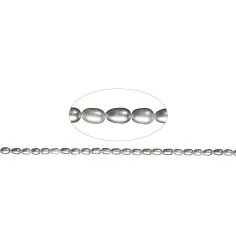 Heilstein & Edelstein-Strang - Reiskorn, Süßwasser-Perle A, silbergrau (gef.), 06-07mm