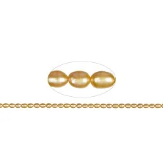 Heilstein & Edelstein-Strang - Reiskorn, Süßwasser-Perle, goldgelb (gef.), 06-07 x 05-06mm