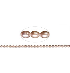 Heilstein & Edelstein-Strang - Reiskorn, Süßwasser-Perle A, lila (natur), 08-09mm