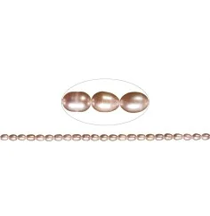 Heilstein & Edelstein-Strang - Reiskorn, Süßwasser-Perle A, lila (natur), 08-09mm