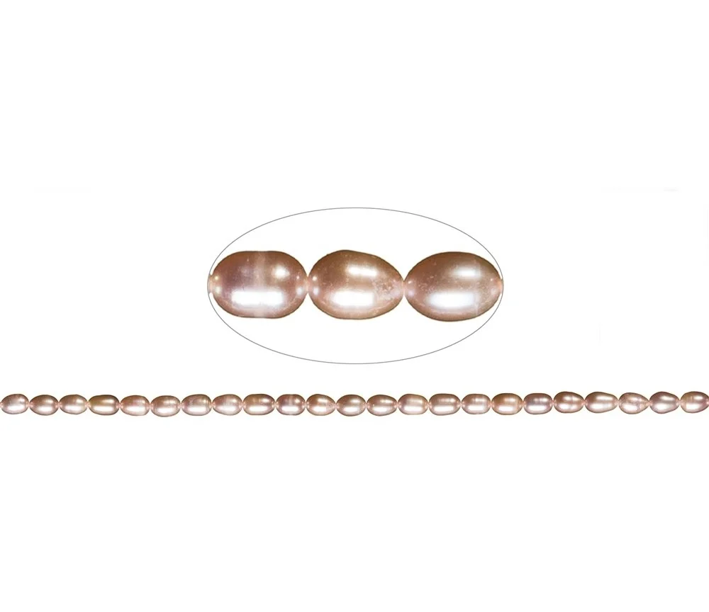 Heilstein & Edelstein-Strang - Reiskorn, Süßwasser-Perle A, lila (natur), 08-09mm