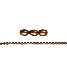 Heilstein & Edelstein-Strang - Reiskorn, Süßwasser-Perle A, braun (gef.), ca. 08-09mm