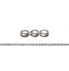 Heilstein & Edelstein-Strang - Reiskorn, Süßwasser-Perle A, silbergrau (gef.), 08-09mm