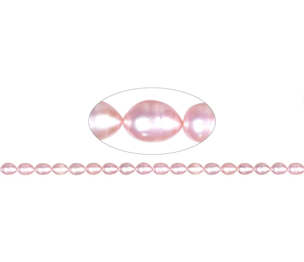Heilstein & Edelstein-Strang - Reiskorn, Süßwasser-Perle, rosa (gef.), 07-09 x 06-07mm