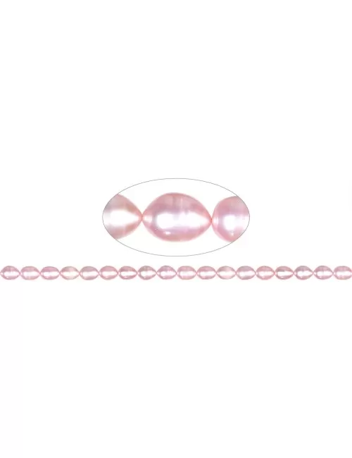 Heilstein & Edelstein-Strang - Reiskorn, Süßwasser-Perle, rosa (gef.), 07-09 x 06-07mm