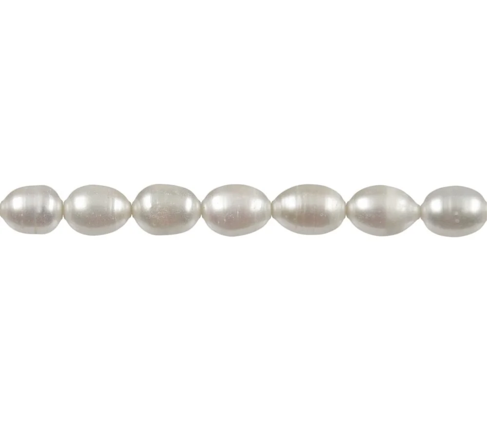 Heilstein & Edelstein-Strang - Reiskorn, Süßwasser-Perle B, weiß, 11-14 x 07-08mm
