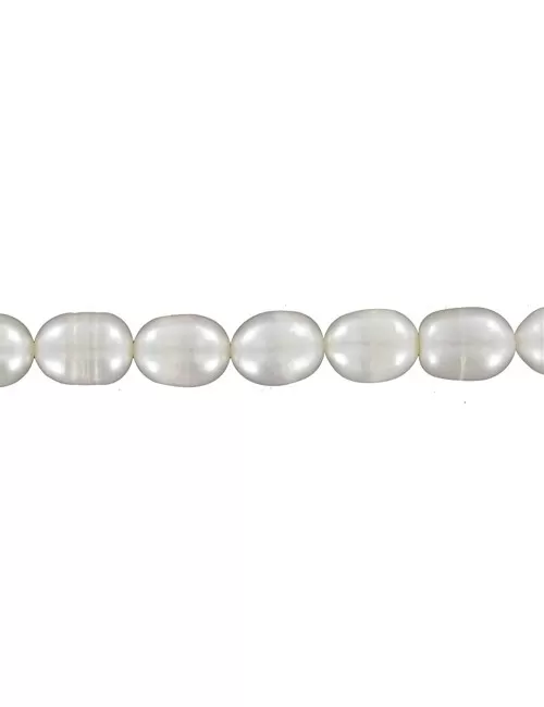 Heilstein & Edelstein-Strang - Reiskorn, Süßwasser-Perle C, weiß, 09-10mm