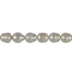 Heilstein & Edelstein-Strang - Reiskorn, Süßwasser-Perle, weiß-creme, 13-15mm