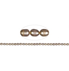 Heilstein & Edelstein-Strang - Reiskorn, Süßwasser-Perle, gelbgrün (gef.), 06-07mm