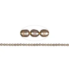 Heilstein & Edelstein-Strang - Reiskorn, Süßwasser-Perle, gelbgrün (gef.), 06-07mm